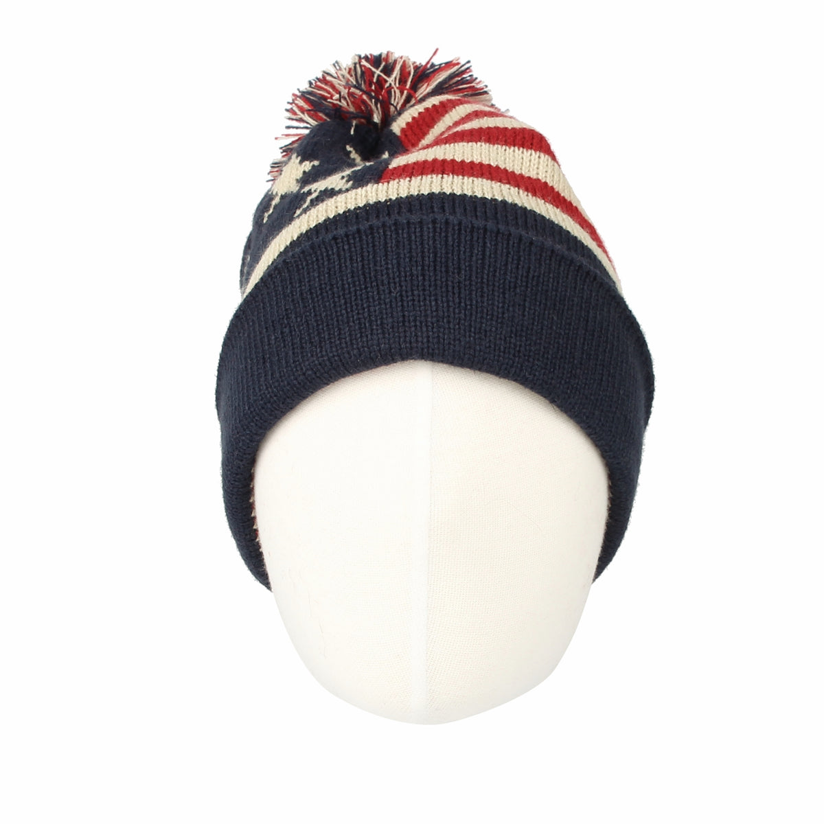 American Flag Knit Pom Pom Beanie – Winter Ski Cap For Men & Women – One Size