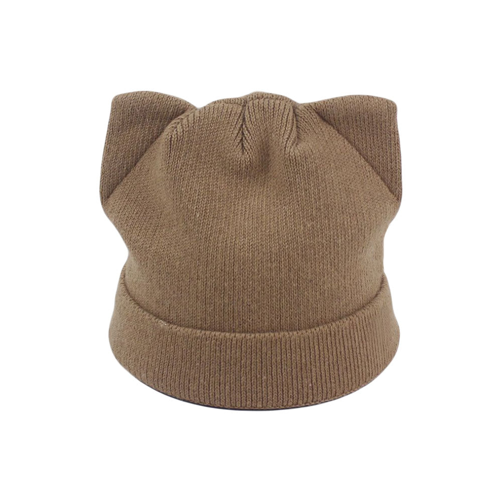 Crochet Hat Cat Ear Beanie Ribbed Knit Slouchy Beanie – WITHMOONS