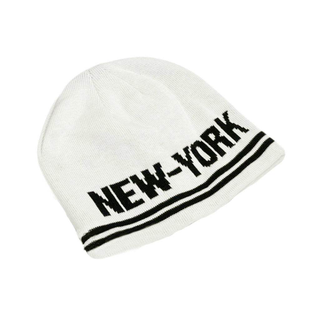 w0yu_ny2wです₊⁎⁺˳✧༚ New York Ribbed Knit Beanie Hat Watch Cap Slouchy Skull Cap