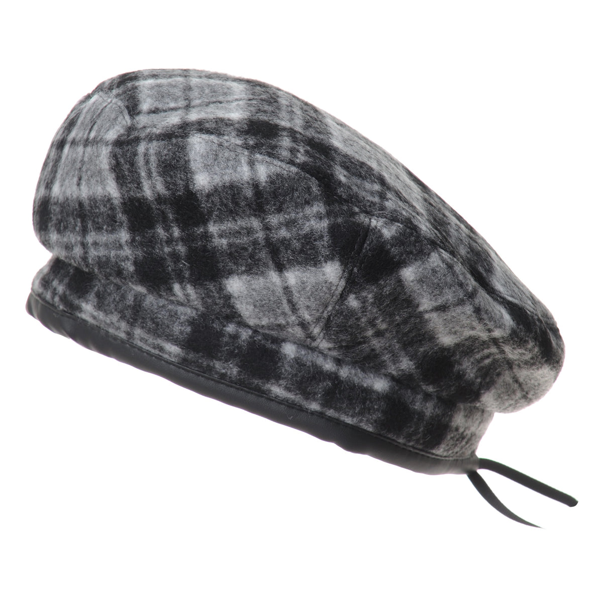 8138 Polyester Beret Hat Tartan Check Leather Sweatband Kr3781 (red) 2e90350c-f919-428f-9547-  main image 2