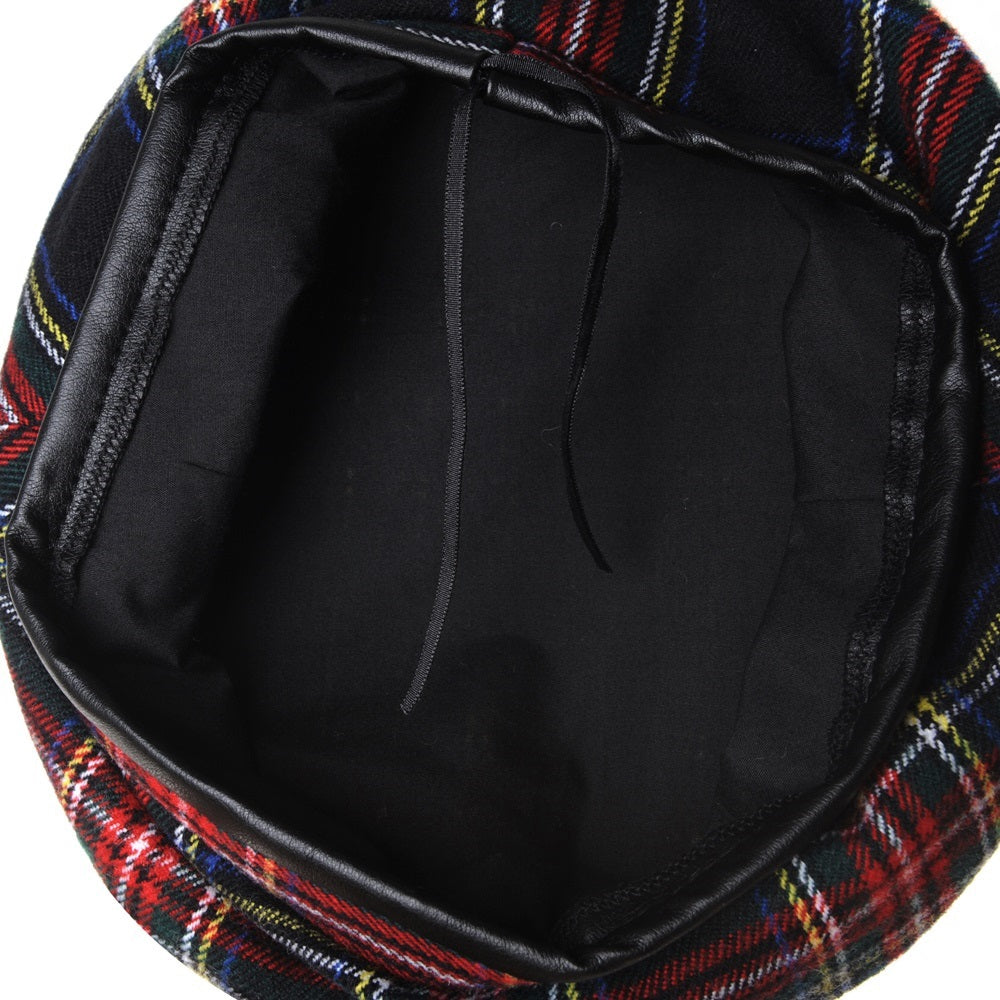 Wool Beret Hat Tartan Check Leather Sweatband – WITHMOONS display picture 1