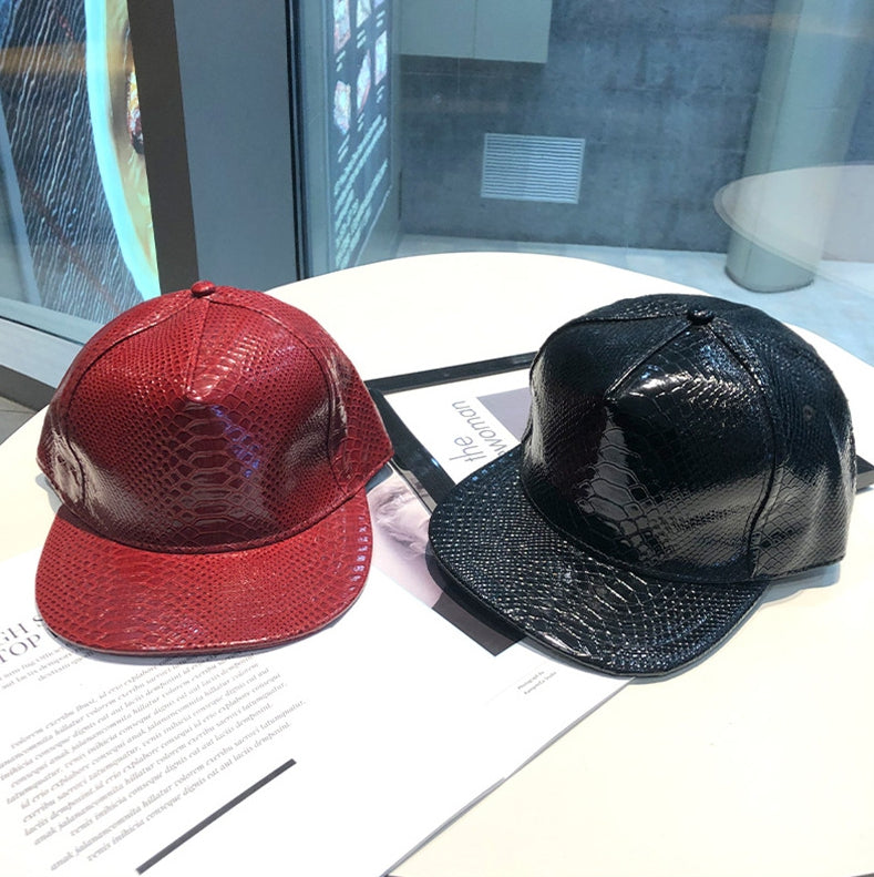 High Shine Crocodile Baseball Cap Flat Brim Snapback Hat