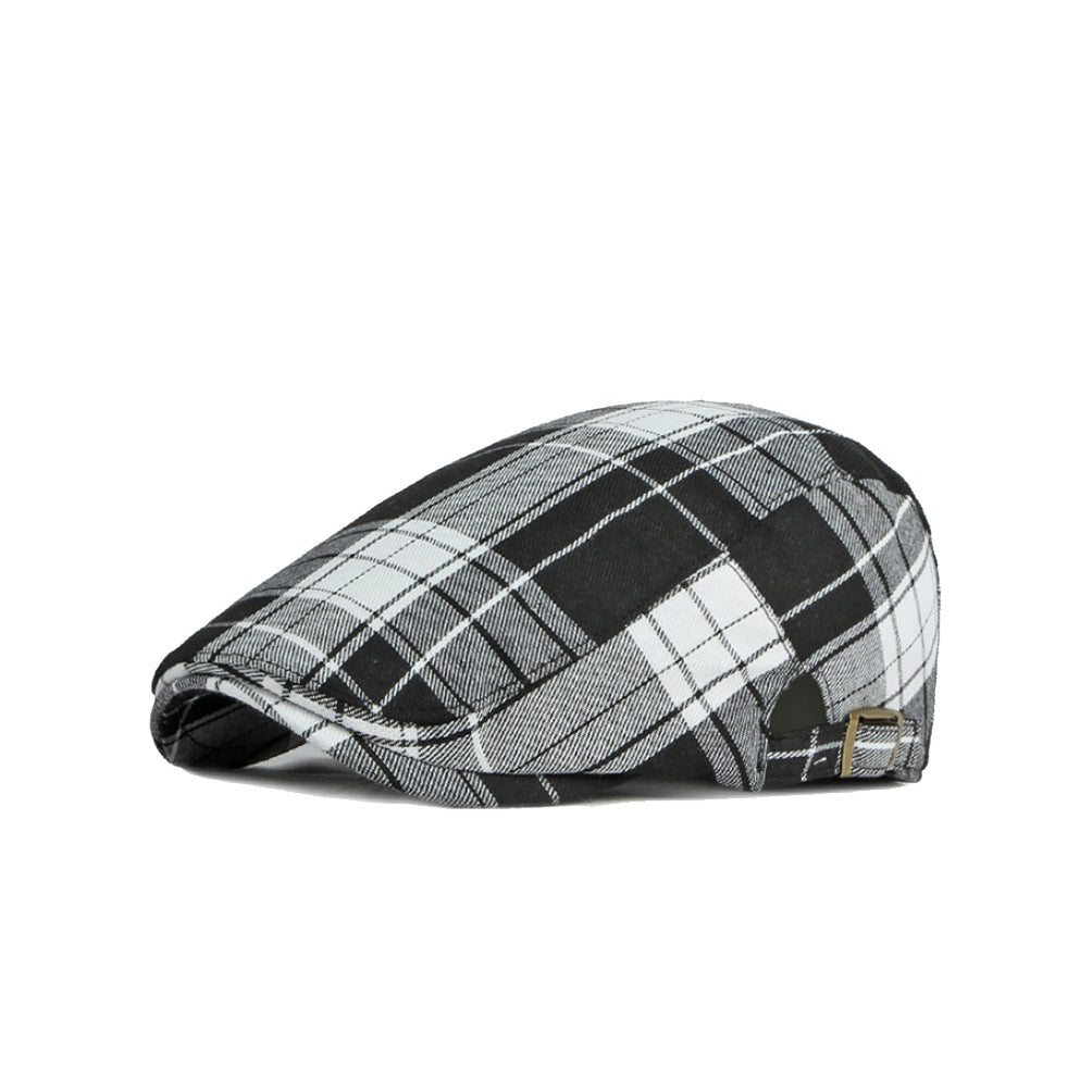 Adjustable Colorful Plaid Flat Cap Newsboy Cabbie Gatsby