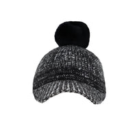 Knitted Women Winter Cap with Visor Brim Pom Beanie Soft Warm Ribbed Hat ACQ1442