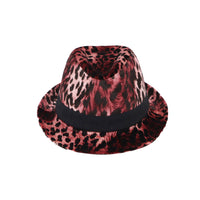 Unisex Leopard Fedora Hat Short Brim Trilby Banded DW61446