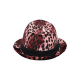 Unisex Leopard Fedora Hat Short Brim Trilby Banded DW61446