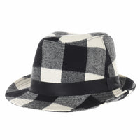 Wool Fedora Hat Glen Tartan Plaid Check Pattern DW6488