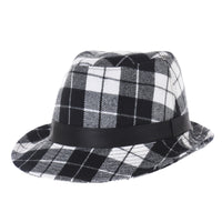 Wool Fedora Hat Glen Tartan Plaid Check Pattern DW6488