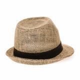 Linen Fedora Hat Paper Straw Banded Summer Cool DW6711