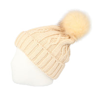 Fleece Twist Knit Pom Beanie Winter Hat Slouchy Cap DZP0017