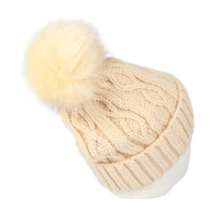 Fleece Twist Knit Pom Beanie Winter Hat Slouchy Cap DZP0017