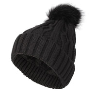 Fleece Twist Knit Pom Beanie Winter Hat Slouchy Cap DZP0017