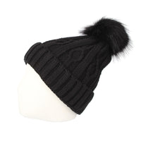 Fleece Twist Knit Pom Beanie Winter Hat Slouchy Cap DZP0017