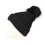 Fleece Twist Knit Pom Beanie Winter Hat Slouchy Cap DZP0017