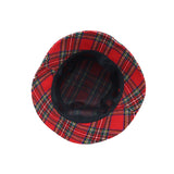 Polyester Plaid Tartan Bucket Fedora Hat Winter Check Cap HMB1299