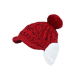 Winter Pom Knitted Cable Visor Earflaps Beanie Hat Mixed Color Skull Cap JDT1494