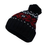 Knit Fair Isle Nordic Bobble Pom Beanie Hat