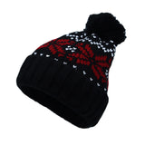 Knit Fair Isle Nordic Bobble Pom Beanie Hat
