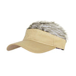Flare Hair Sun Visor Cap with Fake Hair Wig Novelty