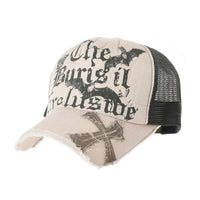 Baseball Cap Bats Cross Meshed Distressed Trucker Hat