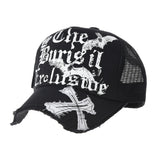 Baseball Cap Bats Cross Meshed Distressed Trucker Hat KR1644