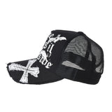 Baseball Cap Bats Cross Meshed Distressed Trucker Hat KR1644