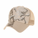 Meshed Baseball Cap Skull Rhinestones Trucker Hat