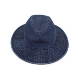 Denim Fedora Hat Plain Stitch Washed Short Wide Brim Panama Hat KR61009