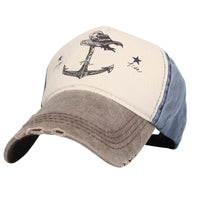 Vintage Washed Mens Baseball Cap Pirate Ships Hat