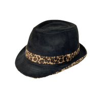 Leopard Band Fedora Hat Short Brim Suede Trilby LD61466