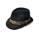 Leopard Band Fedora Hat Short Brim Suede Trilby LD61466