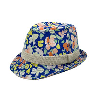 Flower Pattern Fedora Hat Short Brim Sun Hat Classic Trilby