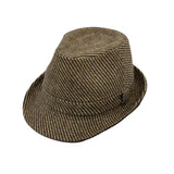 Wool Striped Fedora Hat - Classy Manhattan Trilby Winter Short Brim Structured LD61573