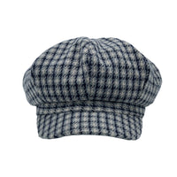 Houndstooth Newsboy Cap - Wool 8 Panel Cabbie Baker Boy Hat Plaid Check Beret LDG1565