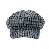 Houndstooth Newsboy Cap - Wool 8 Panel Cabbie Baker Boy Hat Plaid Check Beret LDG1565