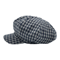 Houndstooth Newsboy Cap - Wool 8 Panel Cabbie Baker Boy Hat Plaid Check Beret LDG1565