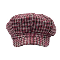 Houndstooth Newsboy Cap - Wool 8 Panel Cabbie Baker Boy Hat Plaid Check Beret LDG1565