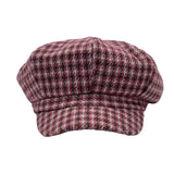 Houndstooth Newsboy Cap - Wool 8 Panel Cabbie Baker Boy Hat Plaid Check Beret LDG1565