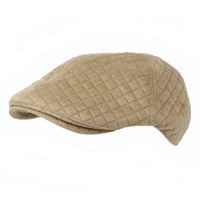 Ivy Flat Cap Quilting Soft Suede Newsboy Hat