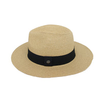 Fedora Panama Sun Hat Wide Brim Straw Black Banded SL61336