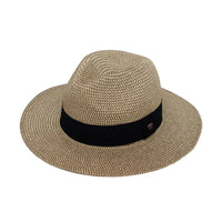 Fedora Panama Sun Hat Wide Brim Straw Black Banded SL61336