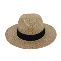 Fedora Panama Sun Hat Wide Brim Straw Black Banded SL61336