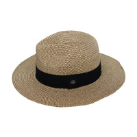 Fedora Panama Sun Hat Wide Brim Straw Black Banded SL61336