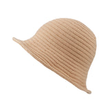 Winter Wool Womens Knitted Bucket Hat Bowler Fedora