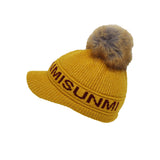 Knitted Women Winter Visor Knit Baseball Cap Pom Beanie Soft Warm Ribbed Hat SLQ1487