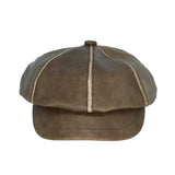 Baker Boy Hat Faux Leather Beret Cap Newsboy Hat Adjustable TGG1588
