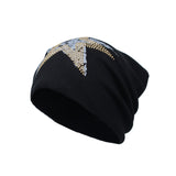 Cotton Knitted Beanie Hat Star Rhinestone Slouchy Skull Cap YT51353