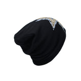 Cotton Knitted Beanie Hat Star Rhinestone Slouchy Skull Cap YT51353