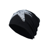 Cotton Knitted Beanie Hat Star Rhinestone Slouchy Skull Cap YT51353