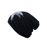 Cotton Knitted Beanie Hat Star Rhinestone Slouchy Skull Cap YT51353